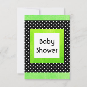 Lime Green & Black Polka Dot Baby shower Uitnodigi Kaart