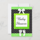 Lime Green & Black Polka Dot Baby shower Uitnodigi Kaart (Voorkant)