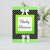 Lime Green & Black Polka Dot Baby shower Uitnodigi Kaart (Staand voorkant)