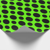 LIME Green & Black Polka Dots Cadeaupapier (Hoek)