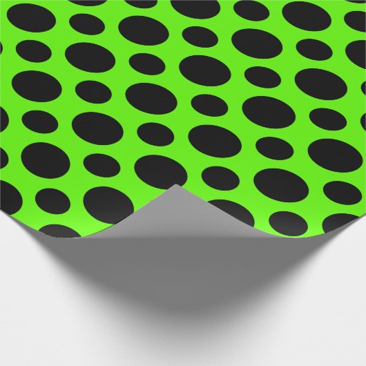 LIME Green & Black Polka Dots Cadeaupapier (Hoek)