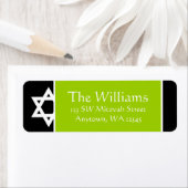 Lime Green Black Star of David Retouradres Etiket (Insitu)