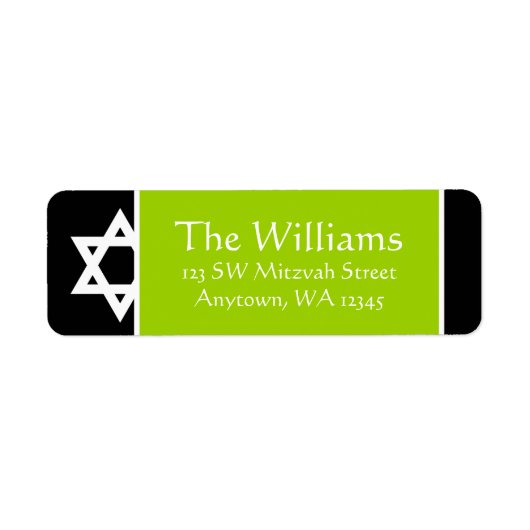 Lime Green Black Star of David Retouradres Etiket (Voorkant)
