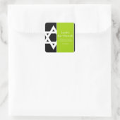 Lime Green Black Star van David Bar Mitzvah Favor Vierkante Sticker (Tas)