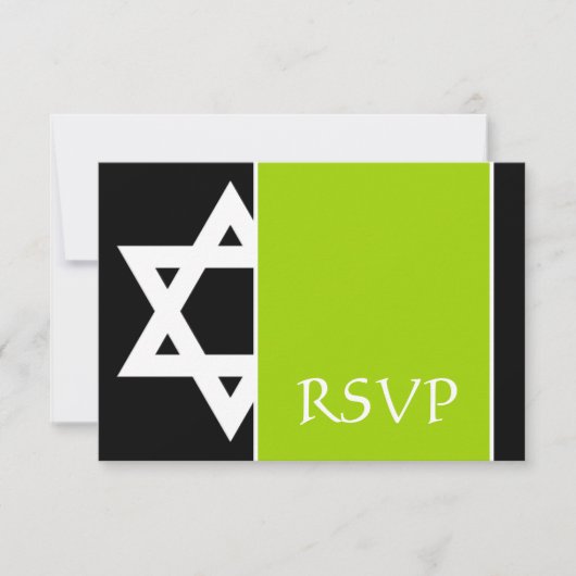 Lime Green Black Star van David Bar Mitzvah RSVP (Voorkant)
