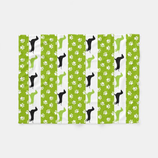 Lime Green Black & White Dachshund Fleece Blanket (Voorkant (Horizontaal))