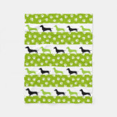 Lime Green Black & White Dachshund Fleece Blanket Deken (Voorkant)