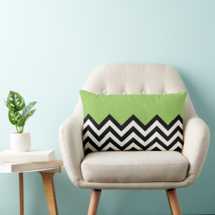 Lime Green Black White Zigzag Chevron Art Pattern Kussen