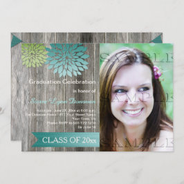 Lime Green Blauwgroen Petals Barn Wood Graduation Kaart