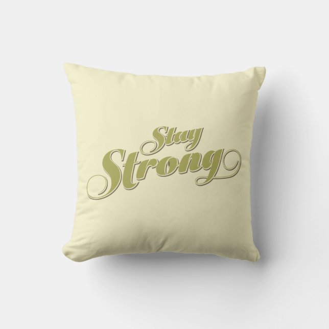 Lime Green Blijf sterk Inspirerend Sierkussen (Voorkant)