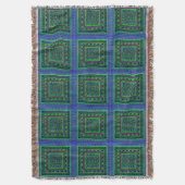 Lime Green Blue Aztec Tribal Squares Patroon Deken (Voorkant Verticaal)