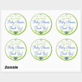Lime Green & Blue Baby shower- Bloemen Ronde Sticker (Vel)