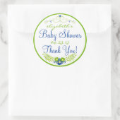 Lime Green & Blue Baby shower- Bloemen Ronde Sticker (Tas)
