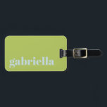 Lime Green Blue Bold Typografie Persoonlijke naam Bagagelabel<br><div class="desc">Vet Modern Typografie Persoonlijke naam Bagagelabel in Lime Green en Pastel Light Blue</div>
