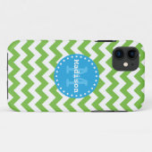 Lime Green Blue Chevron Zigzag Monogram Case-Mate iPhone Case (Achterkant (horizontaal))