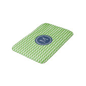 Lime Green Blue Monogram Chevron Stripes Bathmat Badmat (Gekanteld)