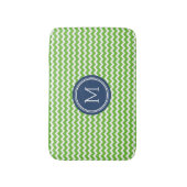 Lime Green Blue Monogram Chevron Stripes Bathmat Badmat (Voorkant Verticaal)