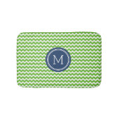 Lime Green Blue Monogram Chevron Stripes Bathmat Badmat (Voorkant)