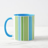 Lime Green Blue Stripe Retro Patroon Mok (Links)