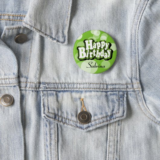 Lime Green Bokeh Birthday Design Ronde Button 5,7 Cm (In situ)