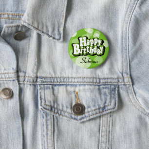 Lime Green Bokeh Birthday Design Ronde Button 5,7 Cm