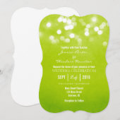 Lime Green Bokeh Glitter Lights Huwelijksuitnodigi Kaart (Voorkant / Achterkant)