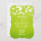 Lime Green Bokeh Glitter Lights Huwelijksuitnodigi Kaart (Voorkant)