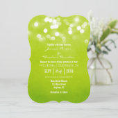 Lime Green Bokeh Glitter Lights Huwelijksuitnodigi Kaart (Staand voorkant)