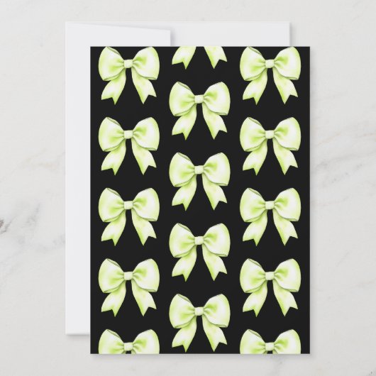 Lime Green Bow Coquette Script Sweet 16 Black Kaart (Achterkant)