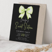 Lime Green Bow Coquette Script Sweet 16 Black Kaart