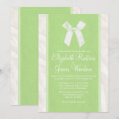 Lime Green  Bow & Linen Wedding Invitations Kaart (Voorkant / Achterkant)