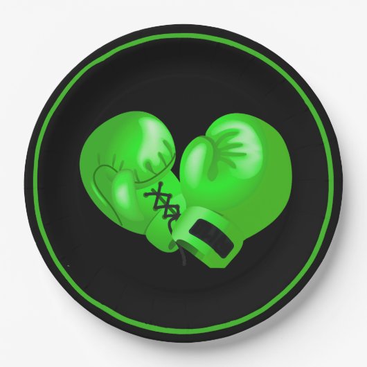 Lime Green Boxing Handschoenen Design Paper Party  Papieren Bordje (Voorkant)