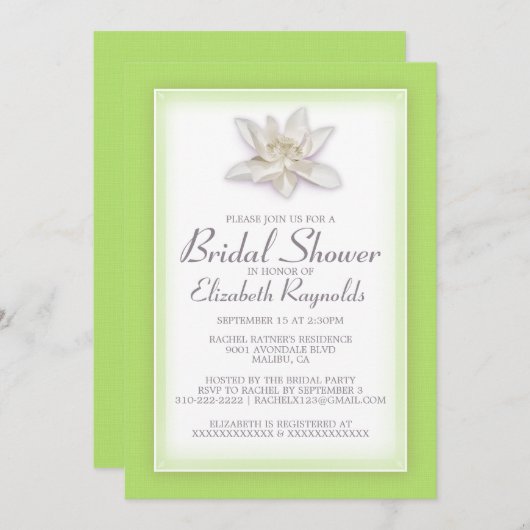 Lime Green Bridal Shower-uitnodigingen Kaart (Voorkant / Achterkant)