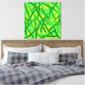 Lime Green Brush Strokes Canvas Wall Art (Insitu (Slaapkamer))