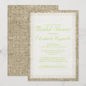 Lime Green Burlap Bridal Shower Invitations Kaart (Voorkant / Achterkant)