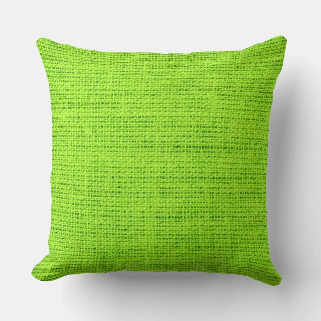 Lime Green Burlap Linen Rustic Jute Kussen (Voorkant)