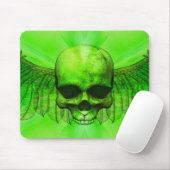 Lime Green Burst Winged Skull Muismat (Met muis)