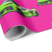 Lime Green C8 Corvette Sportwagen Hand getrokken Cadeaupapier (Rol Hoek)