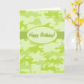Lime Green Camouflage Happy Birthday Custom Kaart (Gele Bloem)