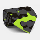 Lime Green Camouflage in grijs en zwart Stropdas (Opgerold)
