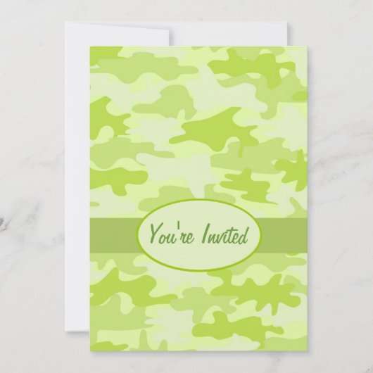 Lime Green Camouflage Party Event Kaart (Voorkant)