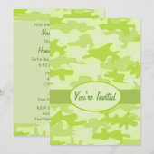 Lime Green Camouflage Party Event Kaart (Voorkant / Achterkant)