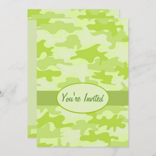 Lime Green Camouflage Party Event Kaart (Voorkant / Achterkant)