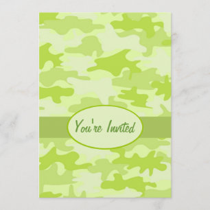 Lime Green Camouflage Party Event Kaart