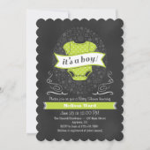 Lime Green Chalkboard Boy Baby shower Invite Kaart (Voorkant)