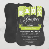 Lime Green Chalkboard Flag Baby shower Uitnodigen Kaart (Voorkant / Achterkant)