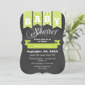 Lime Green Chalkboard Flag Baby shower Uitnodigen Kaart (Staand voorkant)