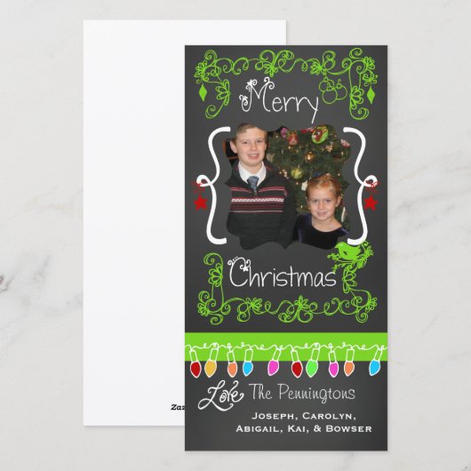 Lime Green Chalkboard Merry-kerstfotokaart Feestdagenkaart (Voorkant / Achterkant)