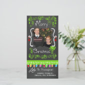 Lime Green Chalkboard Merry-kerstfotokaart Feestdagenkaart (Staand voorkant)