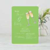 Lime Green Champagne Bruids Brunch Douche Kaart (Staand voorkant)